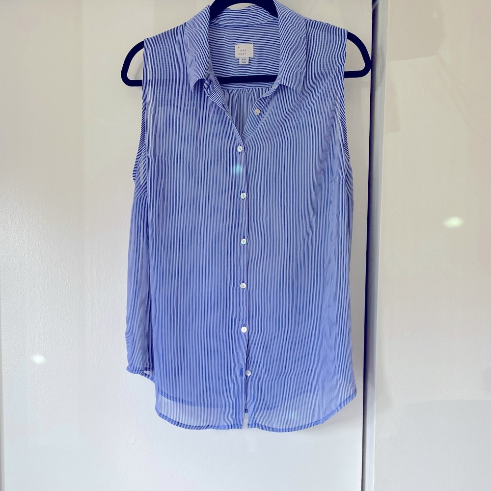 A New Day Striped Button Down Tank